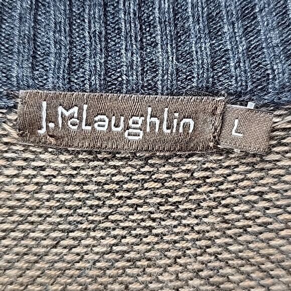 J. McLaughin Men Sz L Brown /Gray Y2K 90s Grand Pa Grunge Preppy 1/4 Zip Sweater - Picture 3 of 10